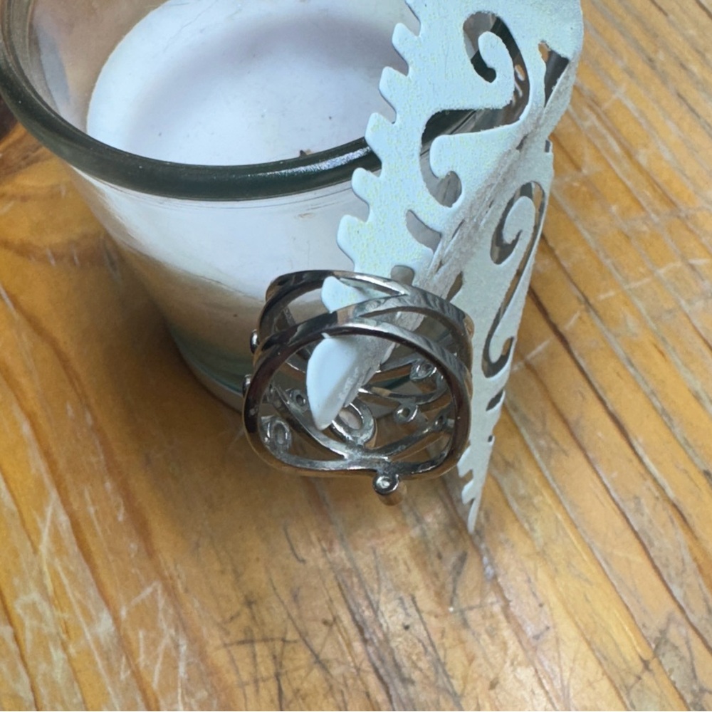 NEW Sterling Silver 925 stamped stacked ring with beautiful clear stones. Size 6 - Picture 15 of 16